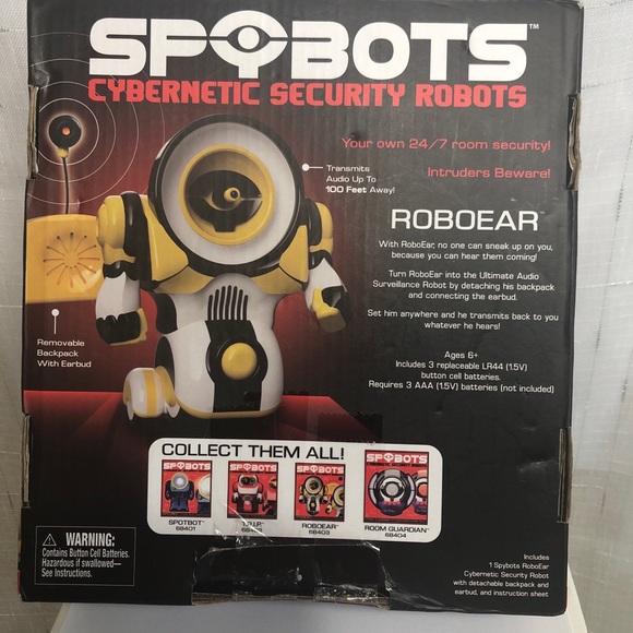 SPYBOTS Cybernetic Security Robots ROBOEAR Yellow Remote Listening Robot NEW - Picture 6 of 7